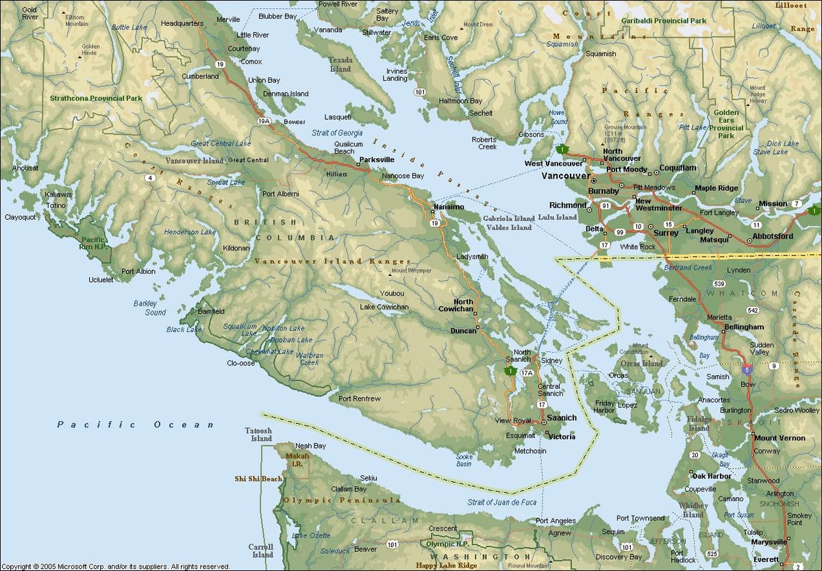 வரைபடம் வான்கூவர் பகுதியில் கி. மு.