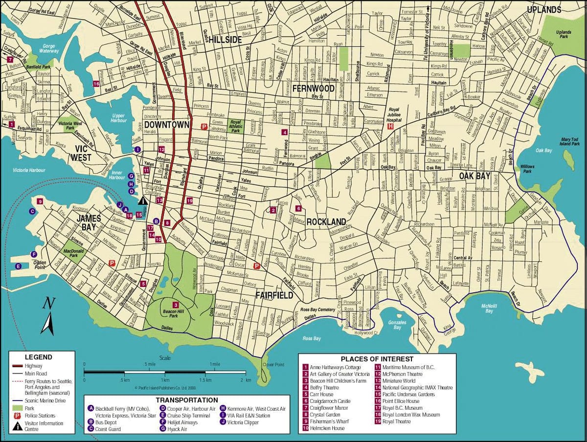 வரைபடம் வான்கூவர் தீவு tourist attractions