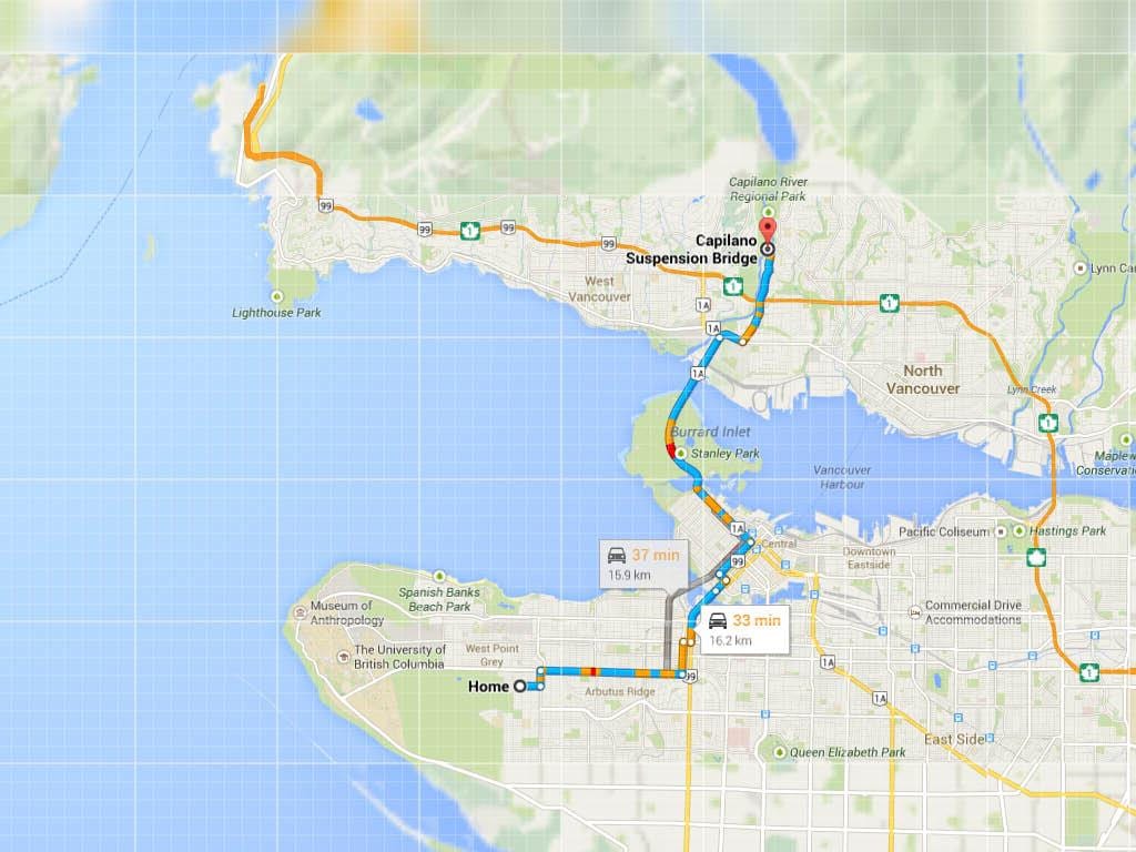 வரைபடம் வான்கூவர் பாலங்கள்