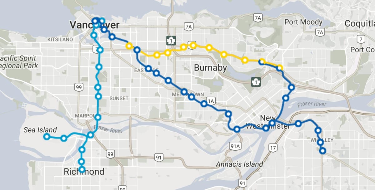 skytrain வான்கூவர் வரைபடம் யாவும்
