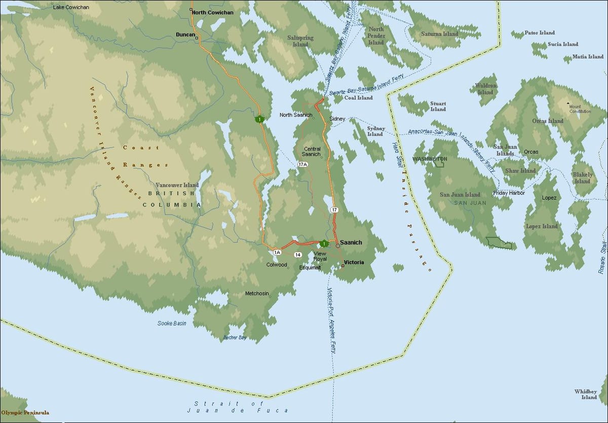 வரைபடம் saanich வான்கூவர் தீவு