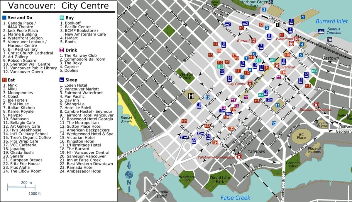 yaletown வான்கூவர் வரைபடம்