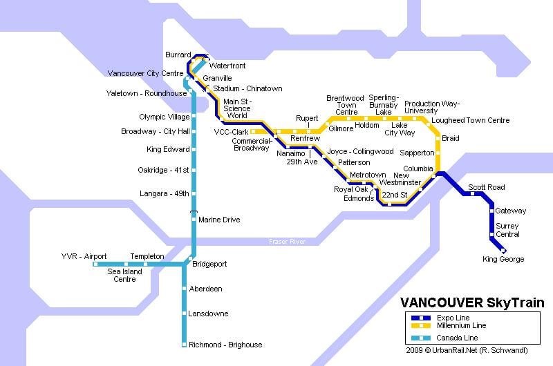 வரைபடம் yvr skytrain