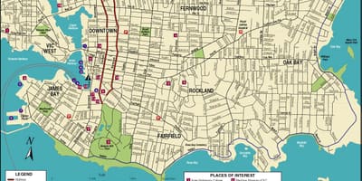 வரைபடம் வான்கூவர், கனடா, மற்றும் சுற்றியுள்ள பகுதியில்