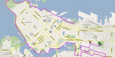 நகரம் vancouver பைக் வரைபடம்