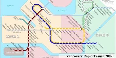 வான்கூவர் skytrain மண்டலம் வரைபடம்