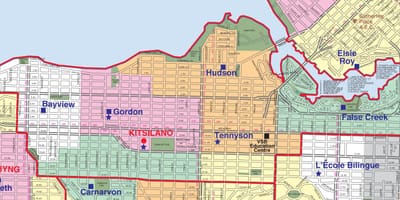 Vancouver school district எல்லை வரைபடம்